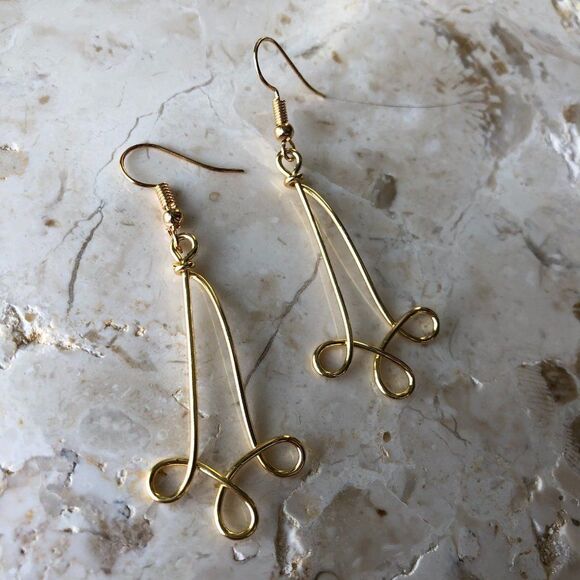 14k Gold Plated Filigree Swirl Dangle Earrings - Picture 6 of 8